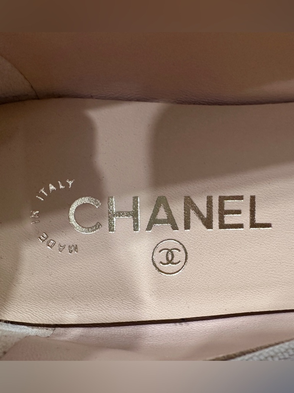 CHANEL Beige and Black Cap-Toe Ballet Flats - Picture 15 of 16